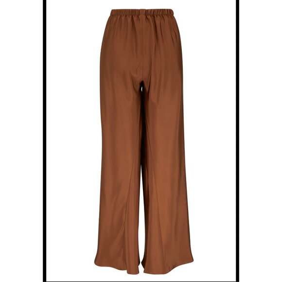Peter Cohen 100% Silk Brown Wide-Leg Pants Elastic Waist Small - Picture 1 of 7